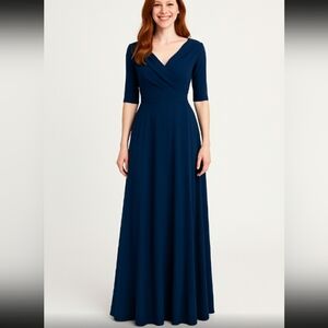 Izidress Cocktail Navy Blue Dress Sleeves Sheer Fully Lined Back Zipper New W/T